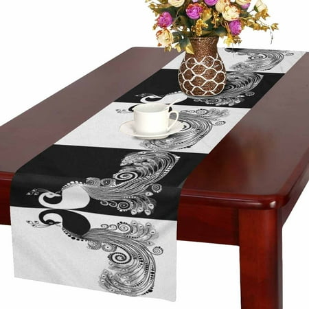 MKHERT Elegant Peacock Black and White Table Runner Home Decor for Kitchen Dining Wedding Party 16x72 Inch
MKHERT Elegant Peacock Black and White Table Runner Home Decor for Kitchen Dining Wedding Party 16x72 Inch