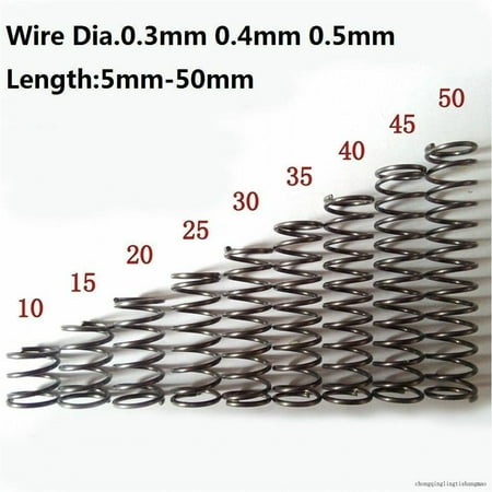 10Pcs Wire Dia.0.3Mm-0.5Mm OD 2Mm-10Mm Small Springs Compression Spring Steel