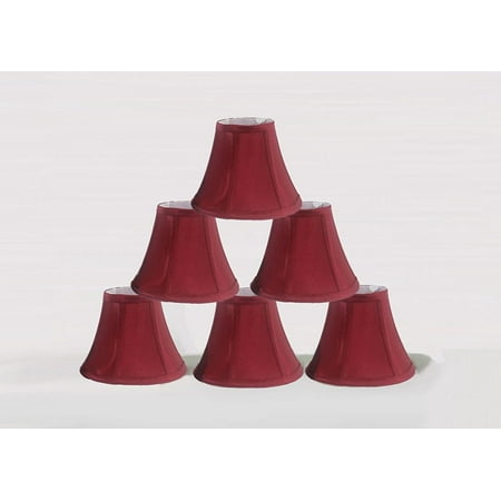 BWYTYLe 1100630c Chandelier Lamp Shades 6-inch Bell Clip On Burgundy (Set of 6)