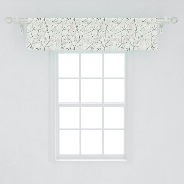 Floral Window Valance, Composition of Flowers with Grunge Vintage Feminine Spring Blooms, Curtain Valance for Kitchen Bedroom Decor with Rod Pocket, by Ambesonne