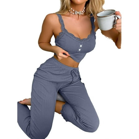 2pcs Set Casual PJ Pant Sets Sleeveless Dusty Blue Women s Pajama Sets (Women s)
2pcs Set Casual PJ Pant Sets Sleeveless Dusty Blue Women s Pajama Sets (Women s)