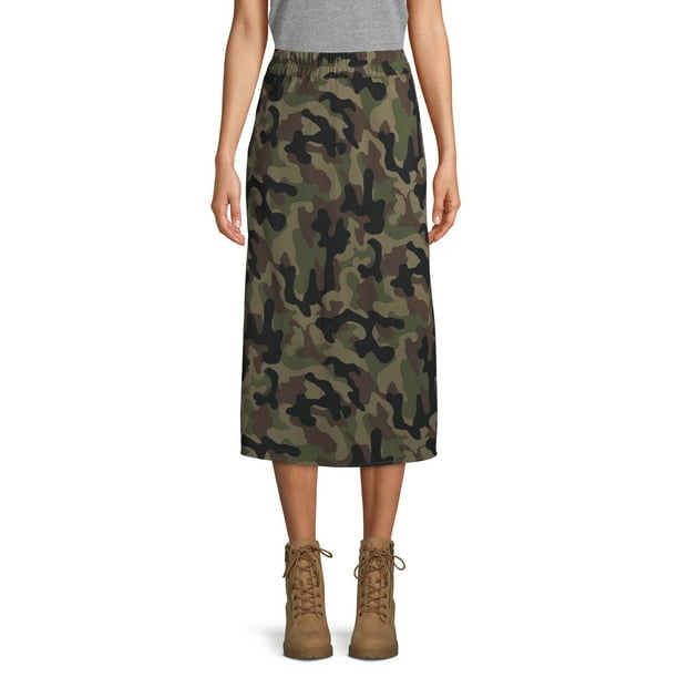 Scoop Midi Slip Skirt Camo Print Women's