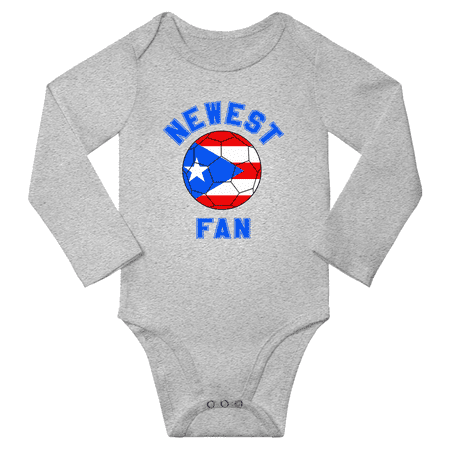 Newest Puerto Rico Soccer Football Fan Baby Long Sleeve Rompers (Gray 24 Months)