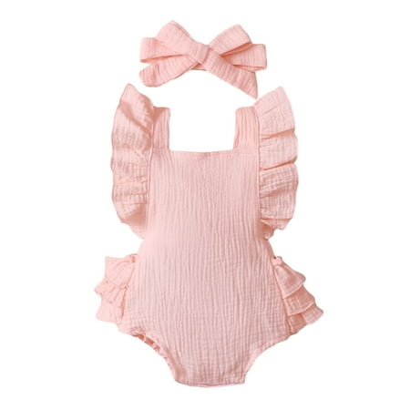Toddler Girl Clothes Solid Ruffles Bodysuit+Headbandsleeve Backless Fly Romper Romper&Jumpsuit
Toddler Girl Clothes Solid Ruffles Bodysuit+Headbandsleeve Backless Fly Romper Romper&Jumpsuit