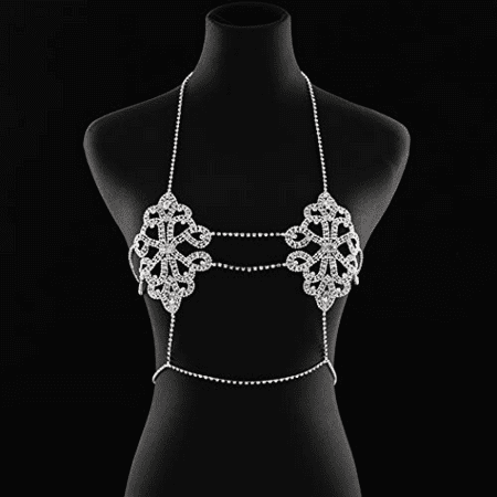JUSTUP Rhinestone Body Chain Crystal Bra Bikini Chains Summer Beach Body Jewelry for Women and Girls (Silver)
JUSTUP Rhinestone Body Chain Crystal Bra Bikini Chains Summer Beach Body Jewelry for Women and Girls (Silver)