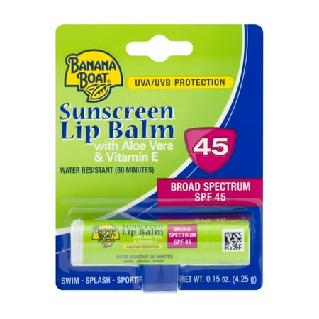 Banana Boat Sunscreen Lip Balm SPF 45, 0.15 OZ