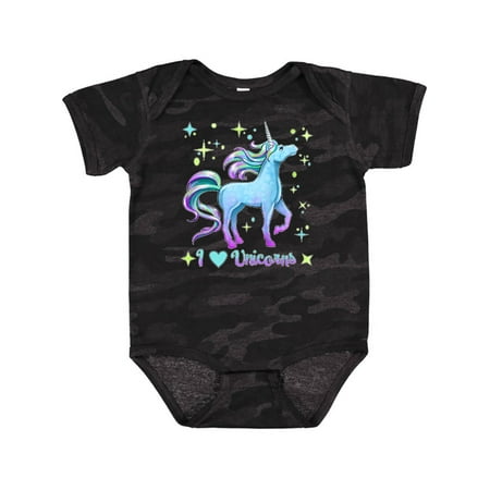 Inktastic I Love Unicorns- blue and purple Gift Baby Boy or Baby Girl Bodysuit