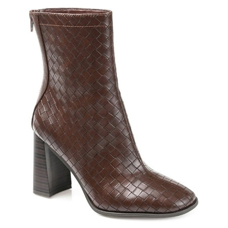 Journee Collection Womens Brielle Faux Leather Stacked Heel Mid-Calf Boots