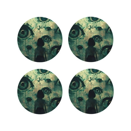 KLL Drink Coasters Set Round Shape of 4 PU Leather Absorbent Coasters Set Decorative Coffee Cup Coasters Housewarming Gift for Home Decor-Eyes Watching In The Dark
KLL Drink Coasters Set Round Shape of 4 PU Leather Absorbent Coasters Set Decorative Coffee Cup Coasters Housewarming Gift for Home Decor-Eyes Watching In The Dark