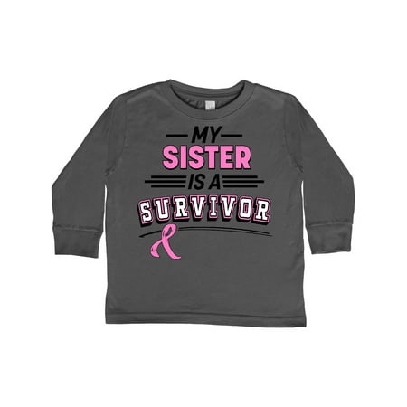 

Inktastic My Sister is a Survivor Breast Cancer Awareness Gift Toddler Boy or Toddler Girl Long Sleeve T-Shirt