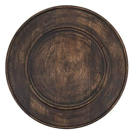 Brown Wood Grain Decorative Charger Plates 13 Round Set of 4