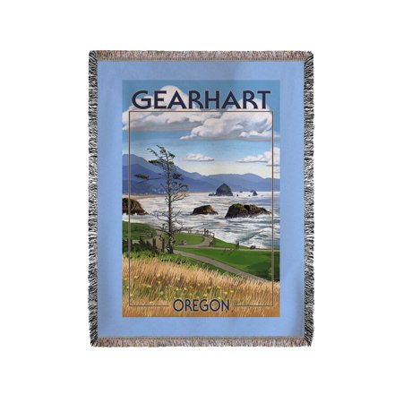 Gearhart, Oregon - Rocky Shore - Lantern Press Poster (60x80 Woven Chenille Yarn Blanket)