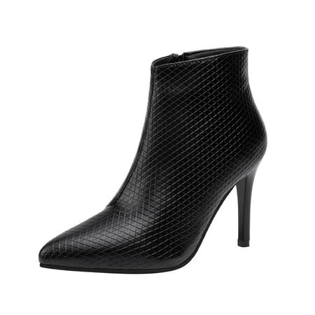 Black Boots for Women Ladies Solid Color British Style Side Zip Pointed Toe Thin High Heel Fashion Short Boots Ankle Boots for Women PU Black
Black Boots for Women Ladies Solid Color British Style Side Zip Pointed Toe Thin High Heel Fashion Short Boots Ankle Boots for Women PU Black