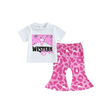 Toddler Kid Baby Girls Pants Set Short Sleeve Crew Neck Bull Head Letters Print T-shirt Flare Pants
Toddler Kid Baby Girls Pants Set Short Sleeve Crew Neck Bull Head Letters Print T-shirt Flare Pants