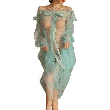 Amuver Women Tulle Nightdress Erotic Long Sleeve See-through Lacing Loose Sleepwear Nightwear
Amuver Women Tulle Nightdress Erotic Long Sleeve See-through Lacing Loose Sleepwear Nightwear