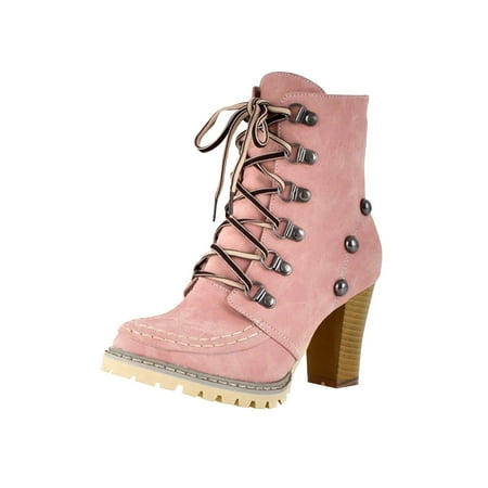 Paiwinds Boots for Women Women s Winter Lace Up Suede Thick Soled Thick High Heeled Non Slip Short Boots Pink
Paiwinds Boots for Women Women s Winter Lace Up Suede Thick Soled Thick High Heeled Non Slip Short Boots Pink