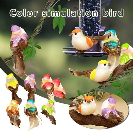 Paiwinds Bird Decor Floral Decor Tropical Decor Fake Birds Tropical Birds 6pcs