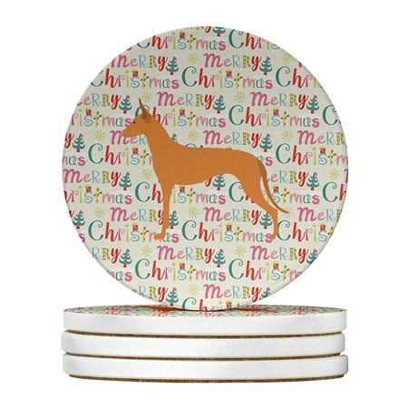 Pharaoh Hound Merry Christmas Large Sandstone Coasters Pack of 4 4 in x 4 in