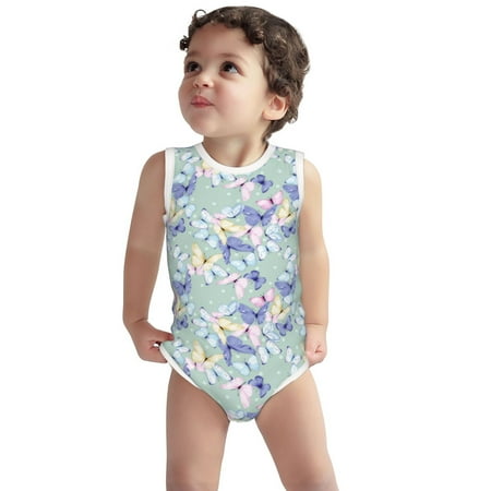Vsdgher Colorful Butterfly Print Baby Unisex Baby Cotton Sleeveless Bodysuits Soft and velvety comfortable and breathable
Vsdgher Colorful Butterfly Print Baby Unisex Baby Cotton Sleeveless Bodysuits Soft and velvety comfortable and breathable