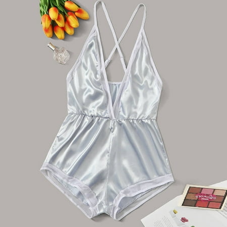 HIMIWAY Women s Sexy Satin Sling Jumpsuit Shorts Pajamas Nightwear Lingerie Bodysuit White
HIMIWAY Women s Sexy Satin Sling Jumpsuit Shorts Pajamas Nightwear Lingerie Bodysuit White