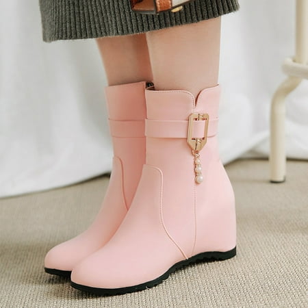 ERTUTUYI Ladies Solid Color Leather Face Pearl Belt Buckle Zipper Fashion Inner Booties Pink 38
ERTUTUYI Ladies Solid Color Leather Face Pearl Belt Buckle Zipper Fashion Inner Booties Pink 38