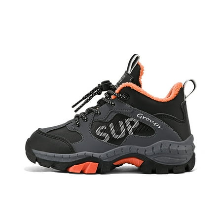Winter Kids Hiking Boots Boys Girls Outdoor Walking Climbing Sneaker Comfortable Non-slip warm Snow Shoes Hiker Boot Antiskid Steel Buckle Sole