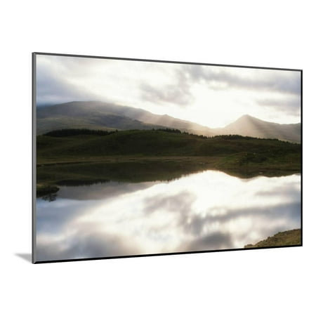Panorama Landscape Sunrise over Mountains and Lake in Foreground Wood Mounted Print Wall Art By Veneratio