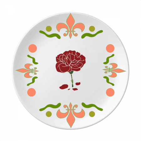 Red Carnation Mother Day Flower Flower Ceramics Plate Tableware Dinner Dish