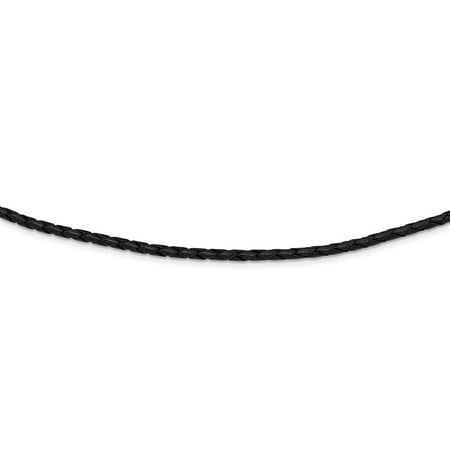 Sterling Silver 18in 3mm Black Leather Braided Necklace