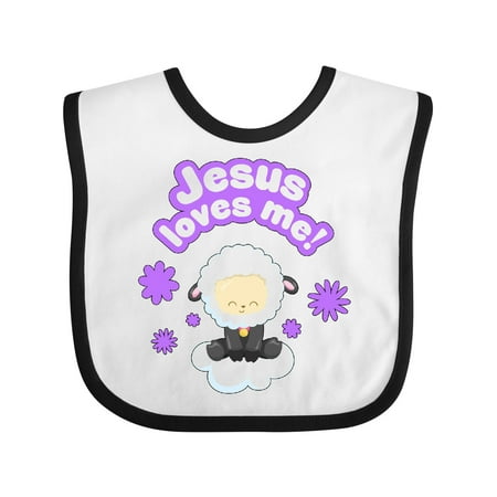 Inktastic Jesus Loves Me Cute Lamb and Flowers Gift Baby Boy or Baby Girl Bib