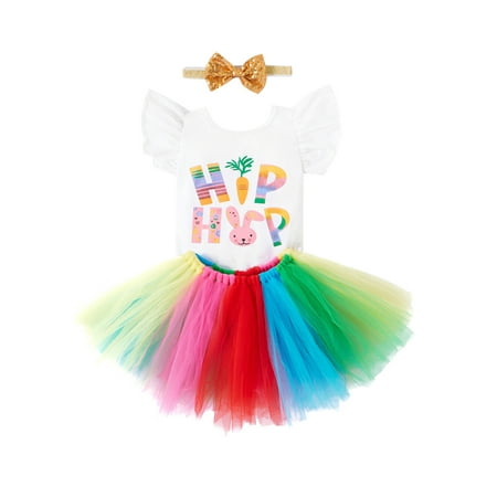 Gwiyeopda Newborn Baby Girl Fly Sleeve Easter Bodysuit Tops Tutu Skirt Headband 3PCS Outfits Set 
Gwiyeopda Newborn Baby Girl Fly Sleeve Easter Bodysuit Tops Tutu Skirt Headband 3PCS Outfits Set