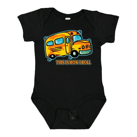 Inktastic How I Roll School Bus Gift Baby Boy or Baby Girl Bodysuit