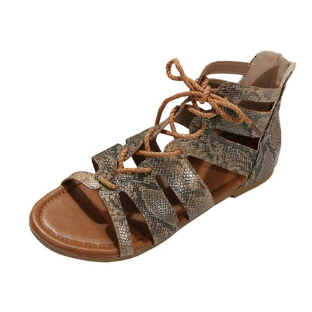 ZTTD Ladies Fashion Summer Pattern Print Leather Lace Up Open Toe Back Zipper Flat Sandals Gray
ZTTD Ladies Fashion Summer Pattern Print Leather Lace Up Open Toe Back Zipper Flat Sandals Gray