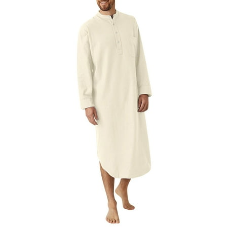 Mishuowoti Men s Casual Fashion Long Sleeve Button Solid Color Shirt Robe