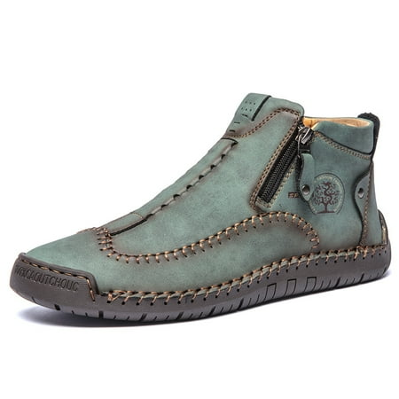 Men‘s Lightweight PU Handmade Boots With Zipper