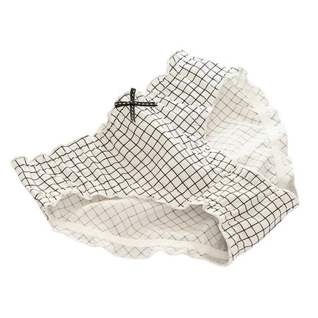 Qingsaizhen Briefs Ruffle Briefs Elastic Waistband Mid-rise Striped Grid Panties for Daily Life
Qingsaizhen Briefs Ruffle Briefs Elastic Waistband Mid-rise Striped Grid Panties for Daily Life