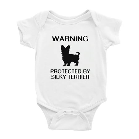 Warning: Protected by A Silky Terrier Dog Funny Baby Rompers Baby Clothes (White 0-3 Months)
Warning: Protected by A Silky Terrier Dog Funny Baby Rompers Baby Clothes (White 0-3 Months)
