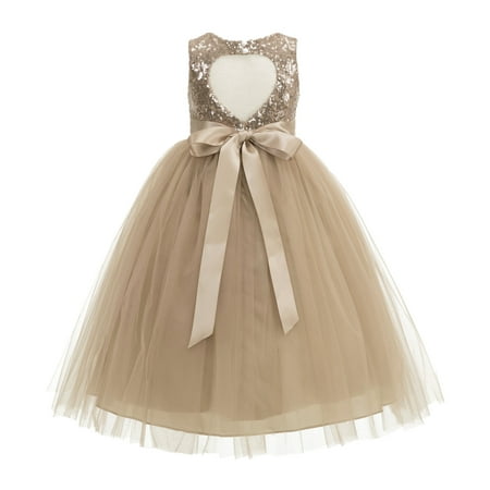 Heart Cutout Sequin Flower Girl Dress Special Occasion Dresses 172seq