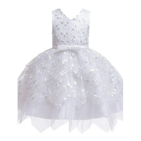 HOTWINTER Girls Tulle Flower Princess Wedding Dress for Toddler and Baby Girl