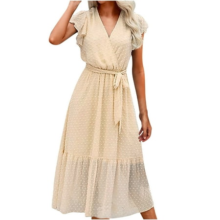 Dresses for Women 2022 Womens Dresses Fashion Women Leisure Loose Fit Plain Mesh V-Neck Short Sleeve Belt Mid-Calf Long Dress Summer Dresses Womens Dress Pants Summer Savings Beige XL
Dresses for Women 2022 Womens Dresses Fashion Women Leisure Loose Fit Plain Mesh V-Neck Short Sleeve Belt Mid-Calf Long Dress Summer Dresses Womens Dress Pants Summer Savings Beige XL
