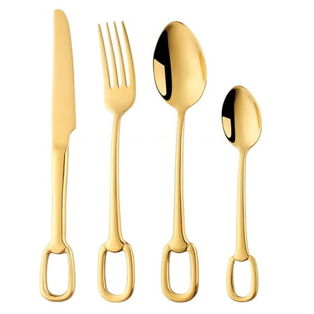 4 Piece Stainless Steel Cutlery Set Kitchen Utensils Safe Color Silverware Set Including Knife/Fork/Spoon Home Kitchen Utensils.Gold
4 Piece Stainless Steel Cutlery Set Kitchen Utensils Safe Color Silverware Set Including Knife/Fork/Spoon Home Kitchen Utensils.Gold