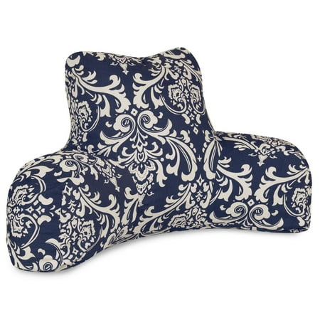 Majestic Home Goods Indoor Outdoor Navy French Quarter Reading Pillow with Arms Backrest Back Support for Sitting 33 in L x 6 in W x 18 in H