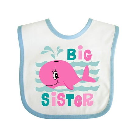 Inktastic Whale Big Sister Gift Baby Girl Bib
