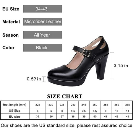 Women Platform High Chunky Heels Mary Janes Shoes Ladies Fashion Ankle Strap Dress Comfort Pumps