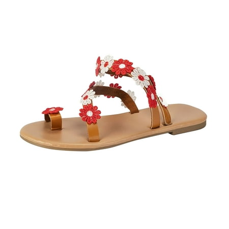 LWVITH Sandals for Women Clearance Flat Roman Shoes Ladies Bohomian Beach Holiday Summer Pearl Shoes Casual Toe Post Sliders Beach Pool Sandal #03 Red 5.5
LWVITH Sandals for Women Clearance Flat Roman Shoes Ladies Bohomian Beach Holiday Summer Pearl Shoes Casual Toe Post Sliders Beach Pool Sandal #03 Red 5.5