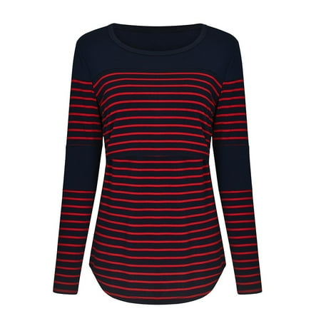 Egmy Women Maternity Long Sleeve Striped Nursing tops T-Shirt for Breastfeeding Dark Blue Xl
Egmy Women Maternity Long Sleeve Striped Nursing tops T-Shirt for Breastfeeding Dark Blue Xl