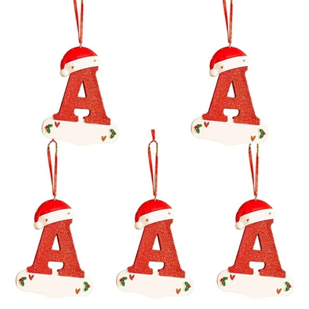 loopsun Christmas Little Red Hat Letter Pendant DIY Writable Name 26 Letter Pendant 5PCS