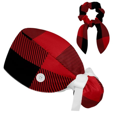 Working Cap with Buttons and Sweatband Scrub Hat Bouffant Caps with Scrunchie Buffalo Plaid Tie Back Hats
Working Cap with Buttons and Sweatband Scrub Hat Bouffant Caps with Scrunchie Buffalo Plaid Tie Back Hats