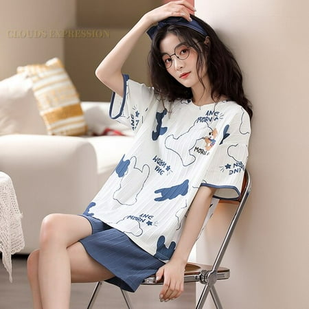 QWZNDZGR Summer Women s Pajamas Knitted Cotton Kawaii Girls Cartoon Pyjamas Set Casual Sleepwear Short Sleeve Homewear Short Suit Fashion
QWZNDZGR Summer Women s Pajamas Knitted Cotton Kawaii Girls Cartoon Pyjamas Set Casual Sleepwear Short Sleeve Homewear Short Suit Fashion