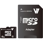 V7 8GB Micro SD (microSDHC) Memory Card with SD Adapter - 8 GB Class 4 Fast Speed